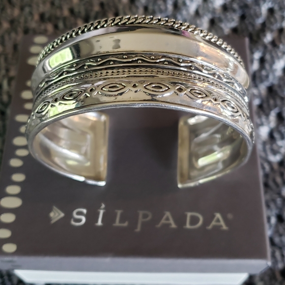SOLD Silpada Sterling Silver Multi Pattern Wide Cuff B3424 - Picture 5 of 8